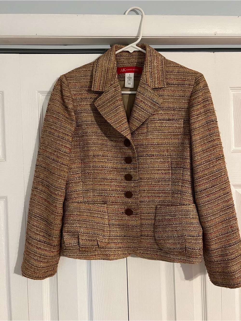 Anne Klein Multi-Tone Brown Tweed Blazer